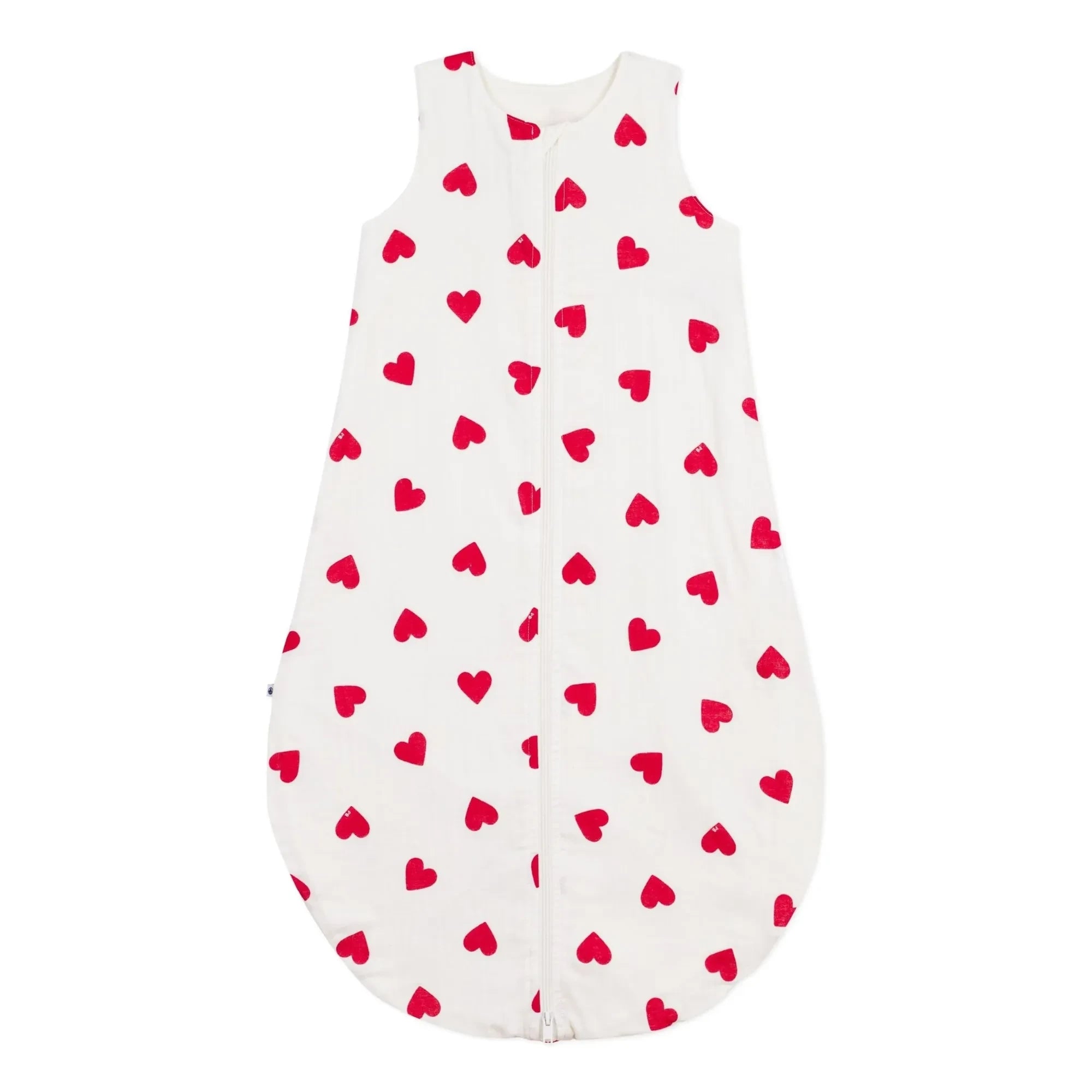Petit Bateau - Saco de dormir de gasa de algodón con corazones | Blanco