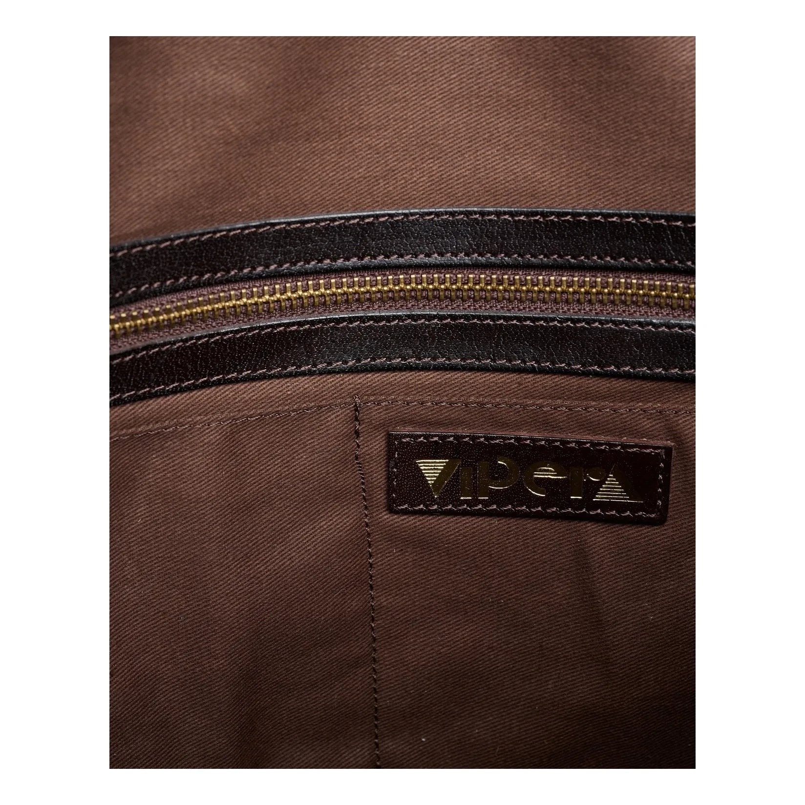Vipera - Bolso de mano de piel con parche de almohada | Chocolate