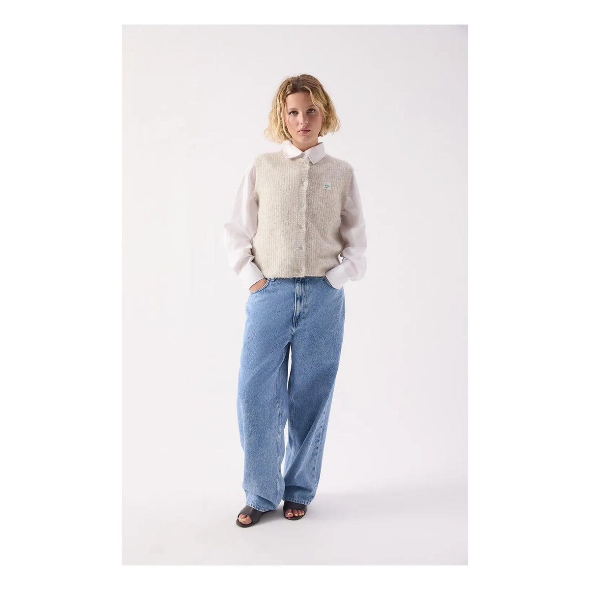 American Vintage - Cárdigan East Alpaca | Gris jaspeado