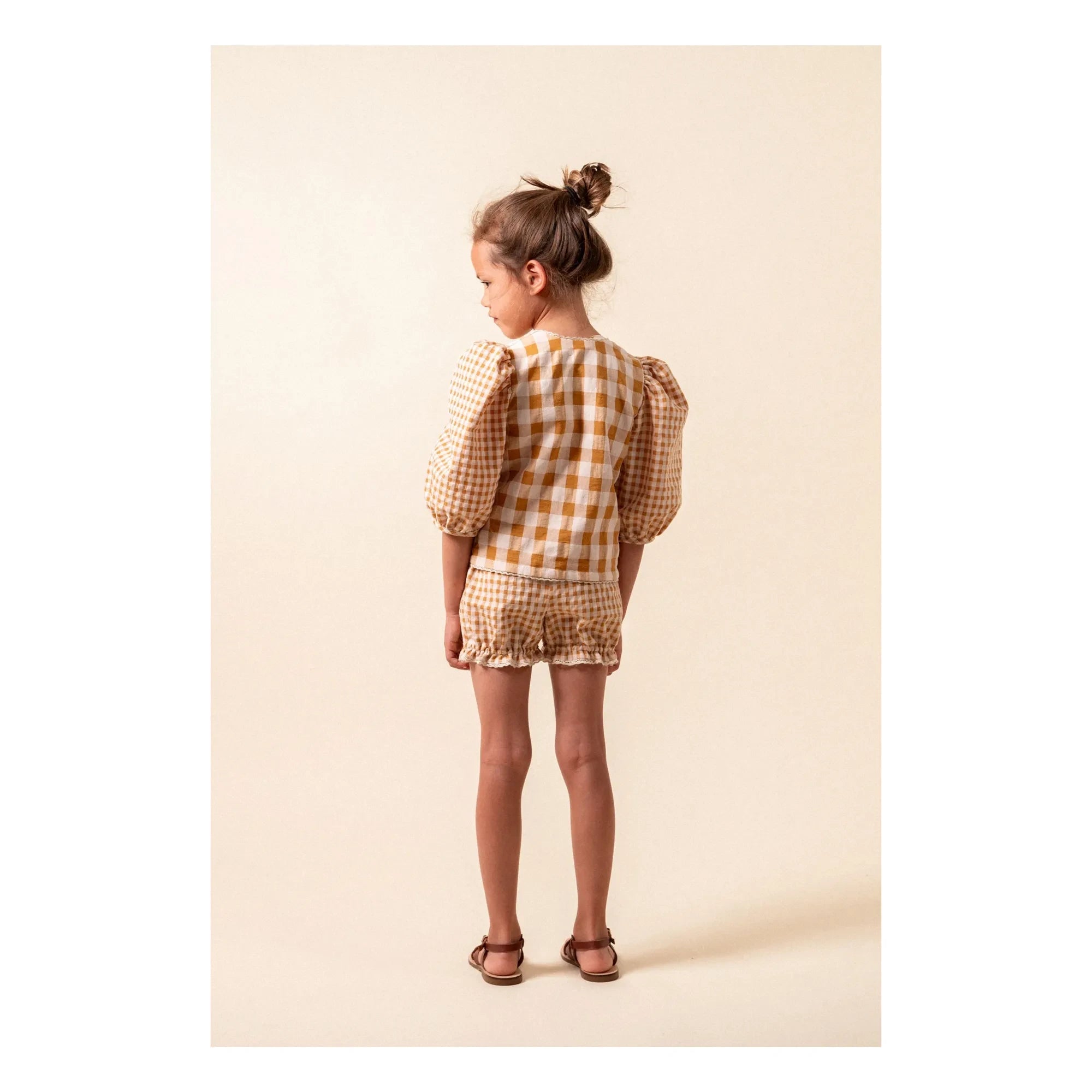 birinit - Shorts de Vichy de algodón orgánico | Caramelo