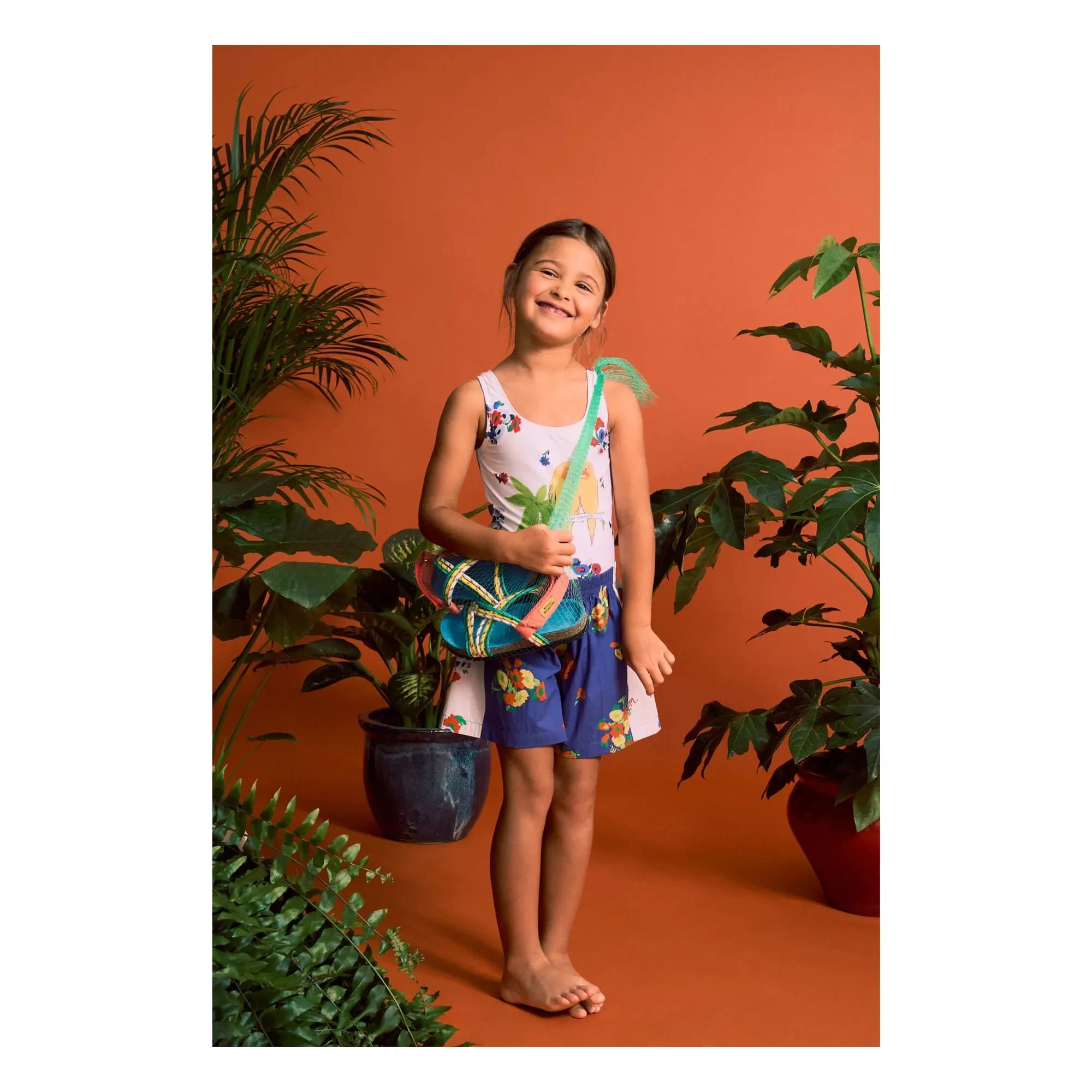 Maison Mangostan - Bañador con estampado de pájaros | Blanco