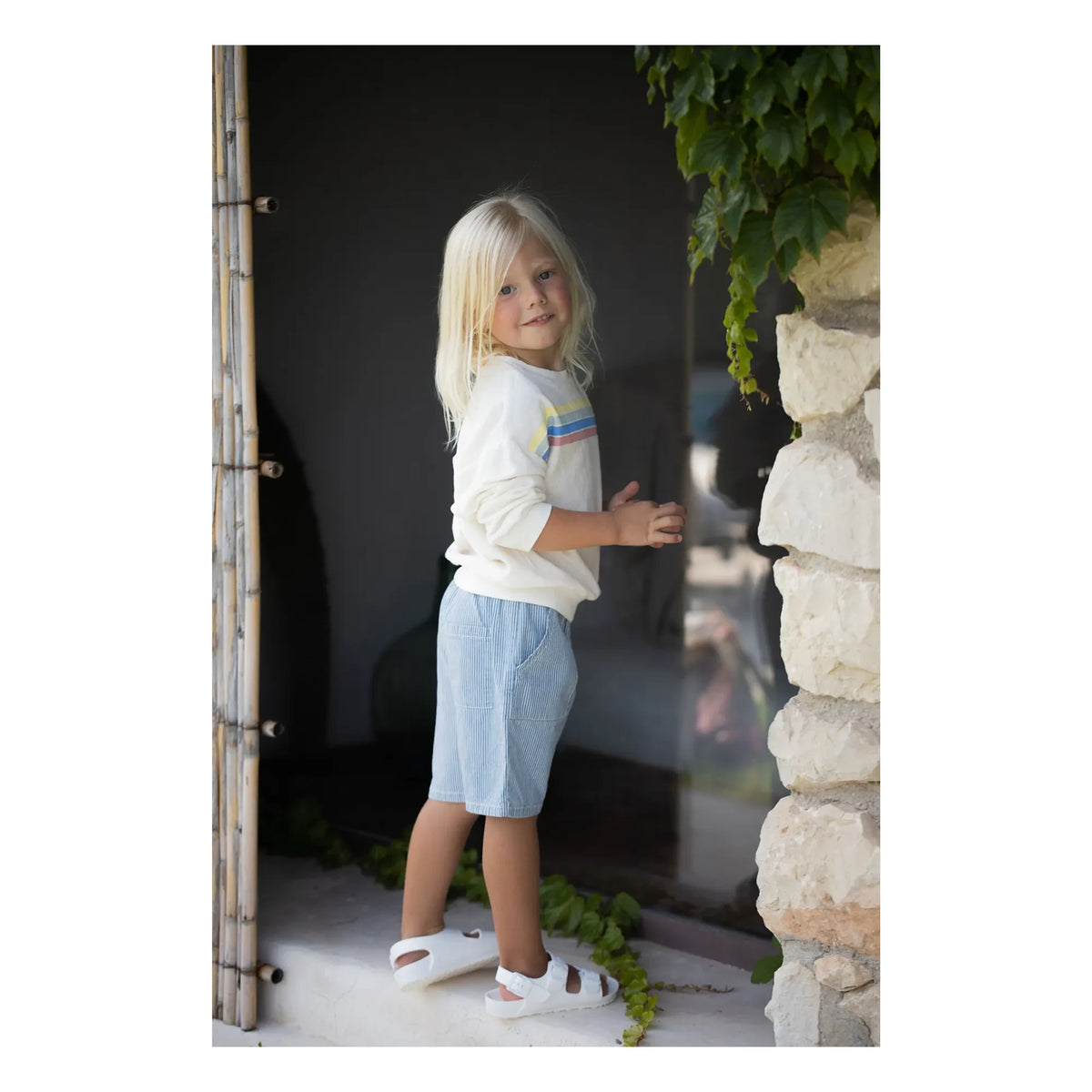 1+ in the family - Sudadera toalla Santanyi con rayas | Blanco