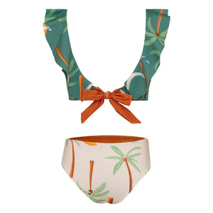 Pepita & Me - Ilana Palm Traje de baño con volantes | Verde
