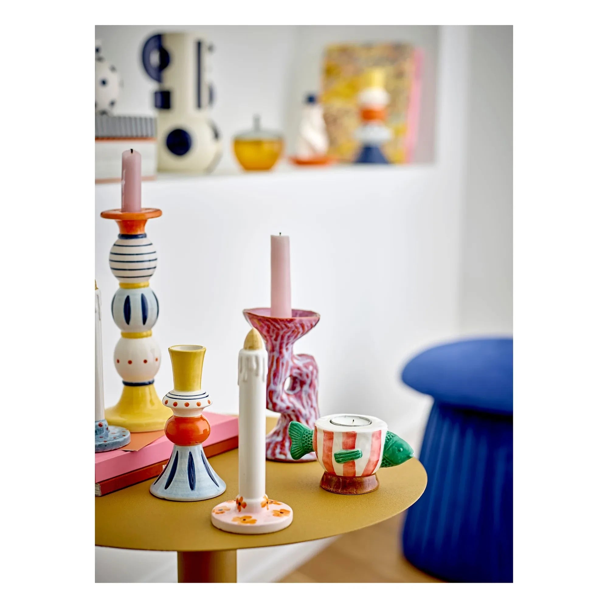 Bloomingville - Kairi candelabro de gres | Amarillo
