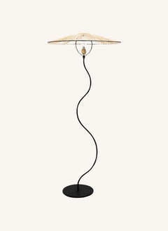 Honoré - Lámpara de Suelo Kaa Metal y Raffia | Negro