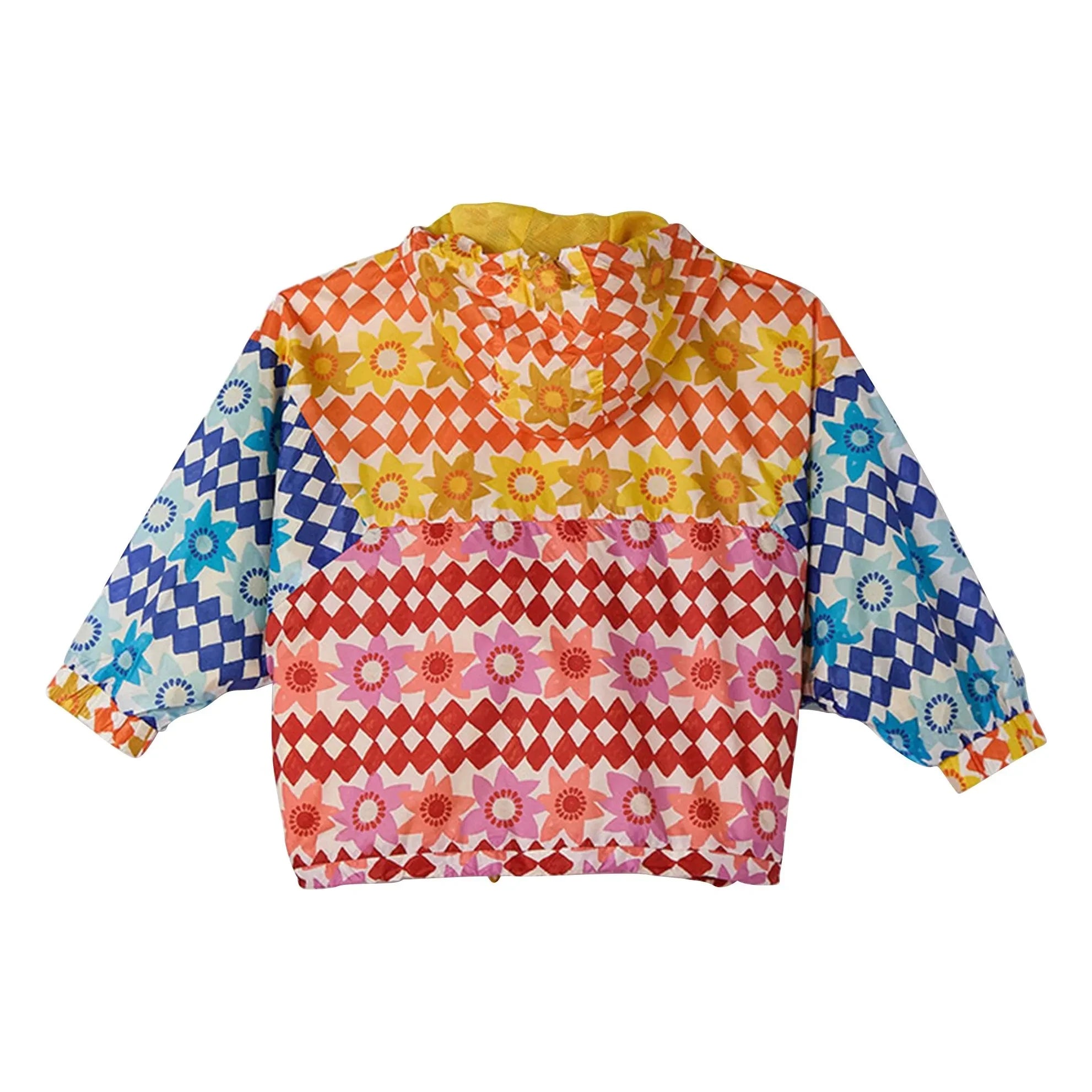 Fabula - Cortavientos Damier Fleurs | Naranja