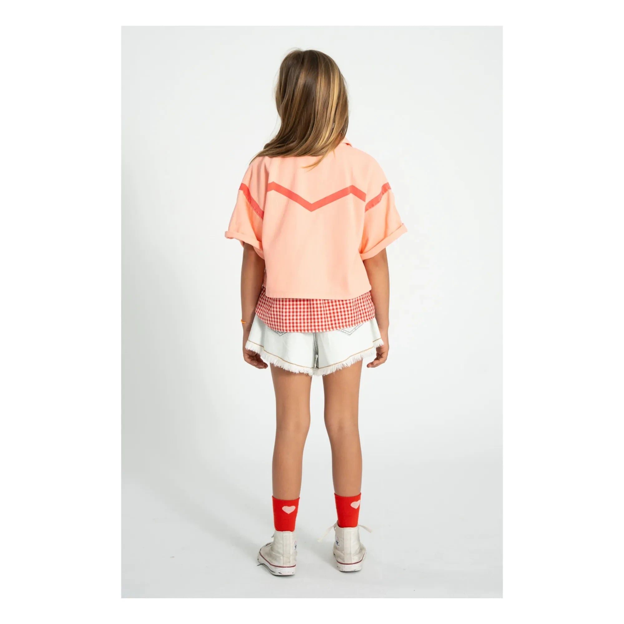 Piupiuchick - Chaqueta de sarga de manga corta geométrica | Coral