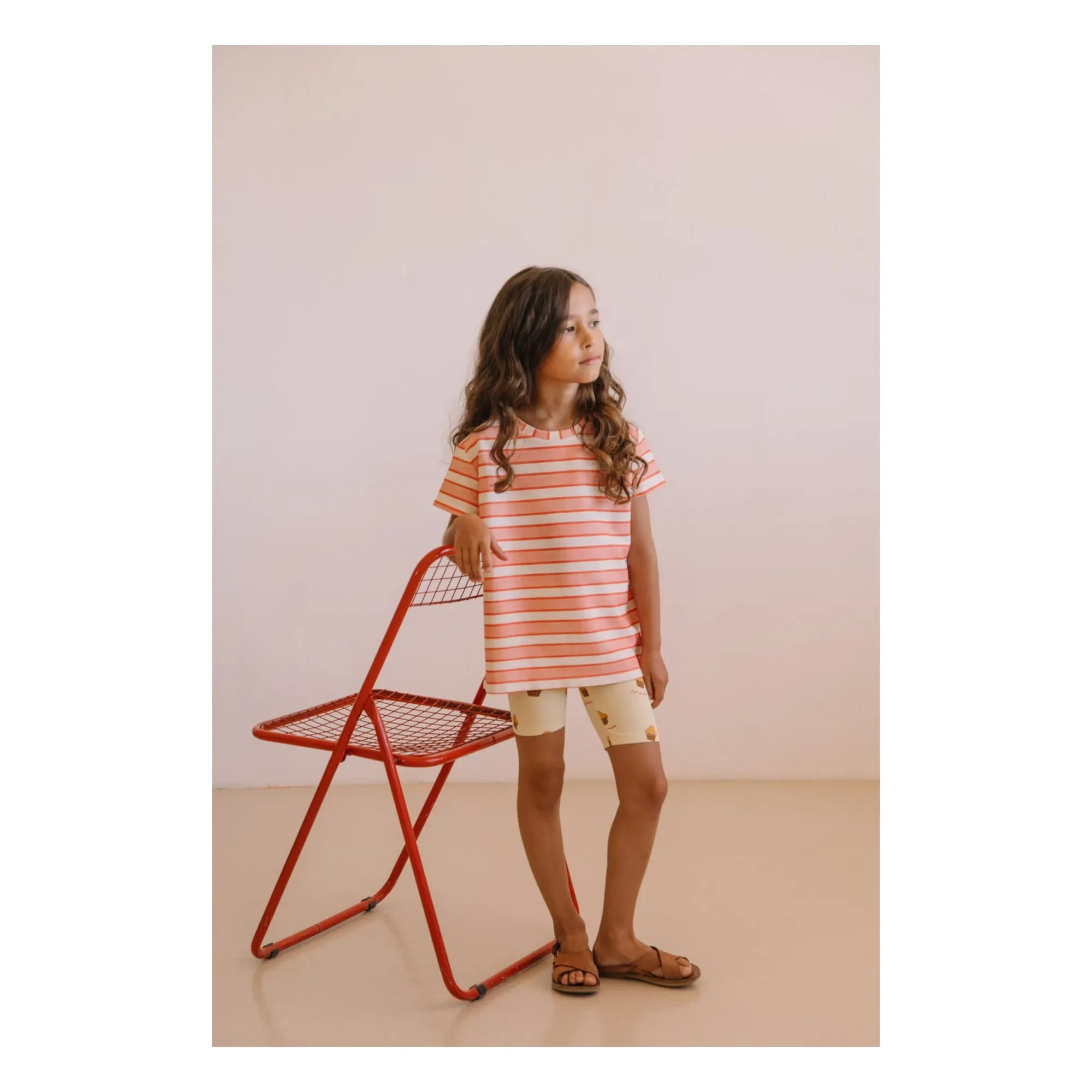 Studio Bohème - Camiseta de Algodón Orgánico Básica de Rayas | Rosa