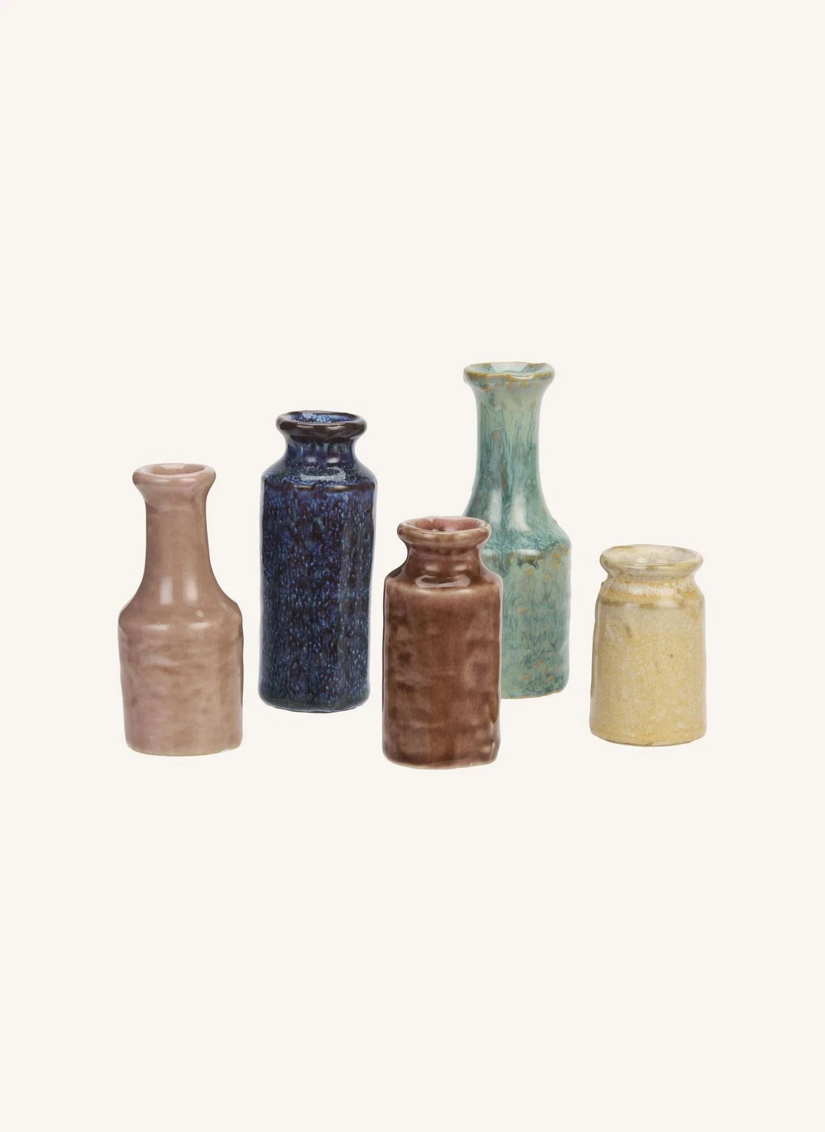 Madam Stoltz - Set de 5 Mini Jarrones de Piedra