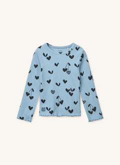 Liewood - Camiseta de Corazón con Relieve Nieve de Algodón Orgánico | Azul