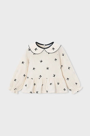 Blusa con volantes de algodón para niña Mayoral