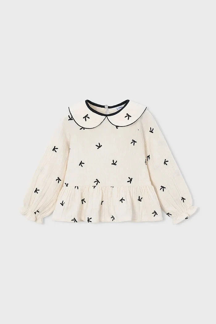 Blusa con volantes de algodón para niña Mayoral