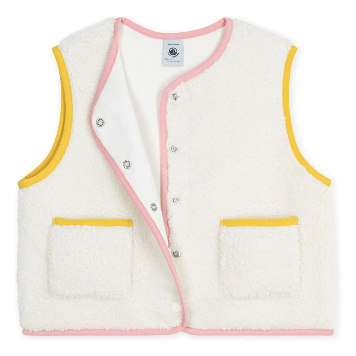 Petit Bateau - Chaleco Sherpa Sin Mangas | Crudo
