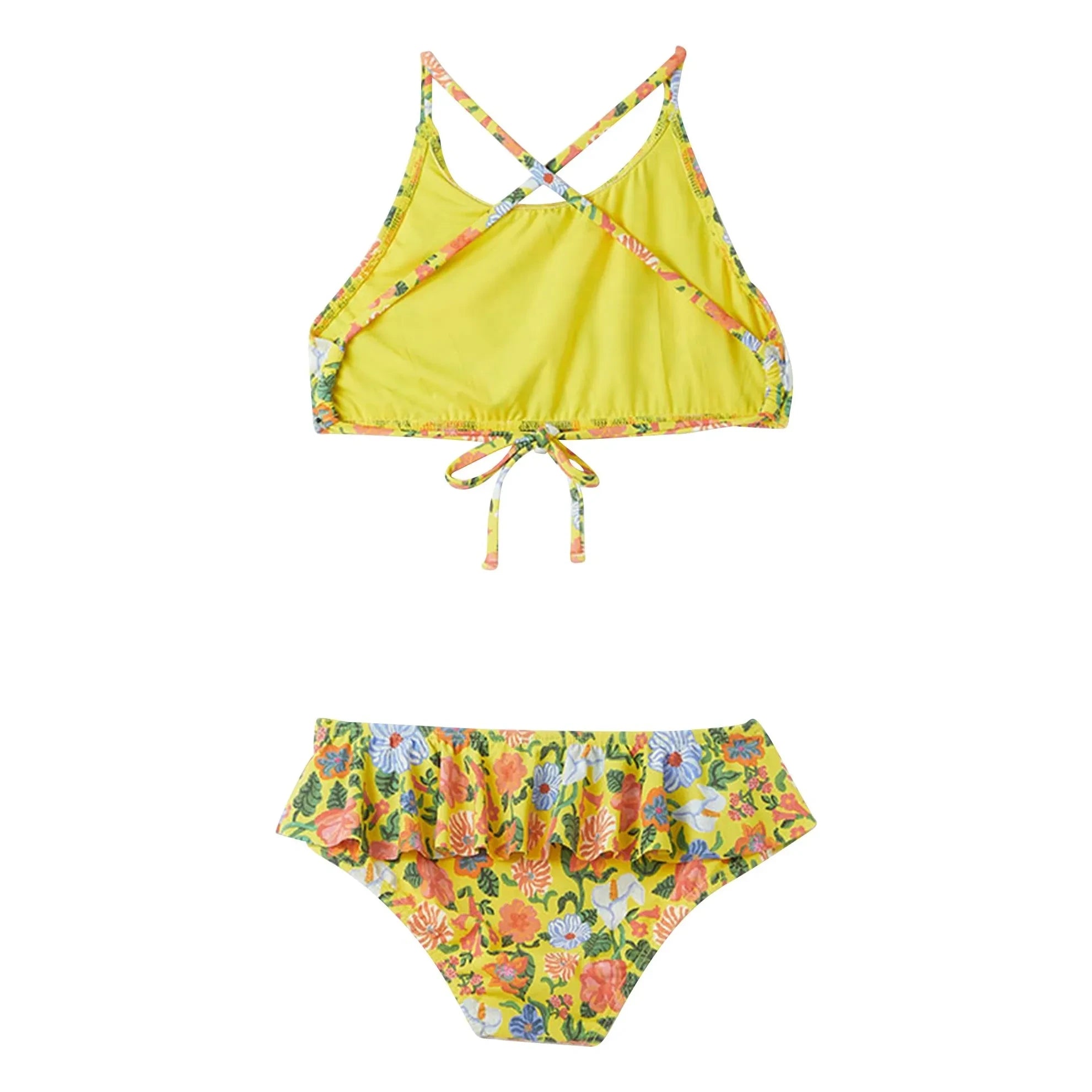 Fábula - Bañador Floral Volanteado de 2 Piezas | Amarillo