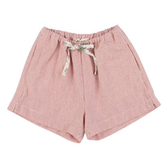 Babe & Tess - Stella Rayas Estampado Floral Fruncido Shorts | Rojo