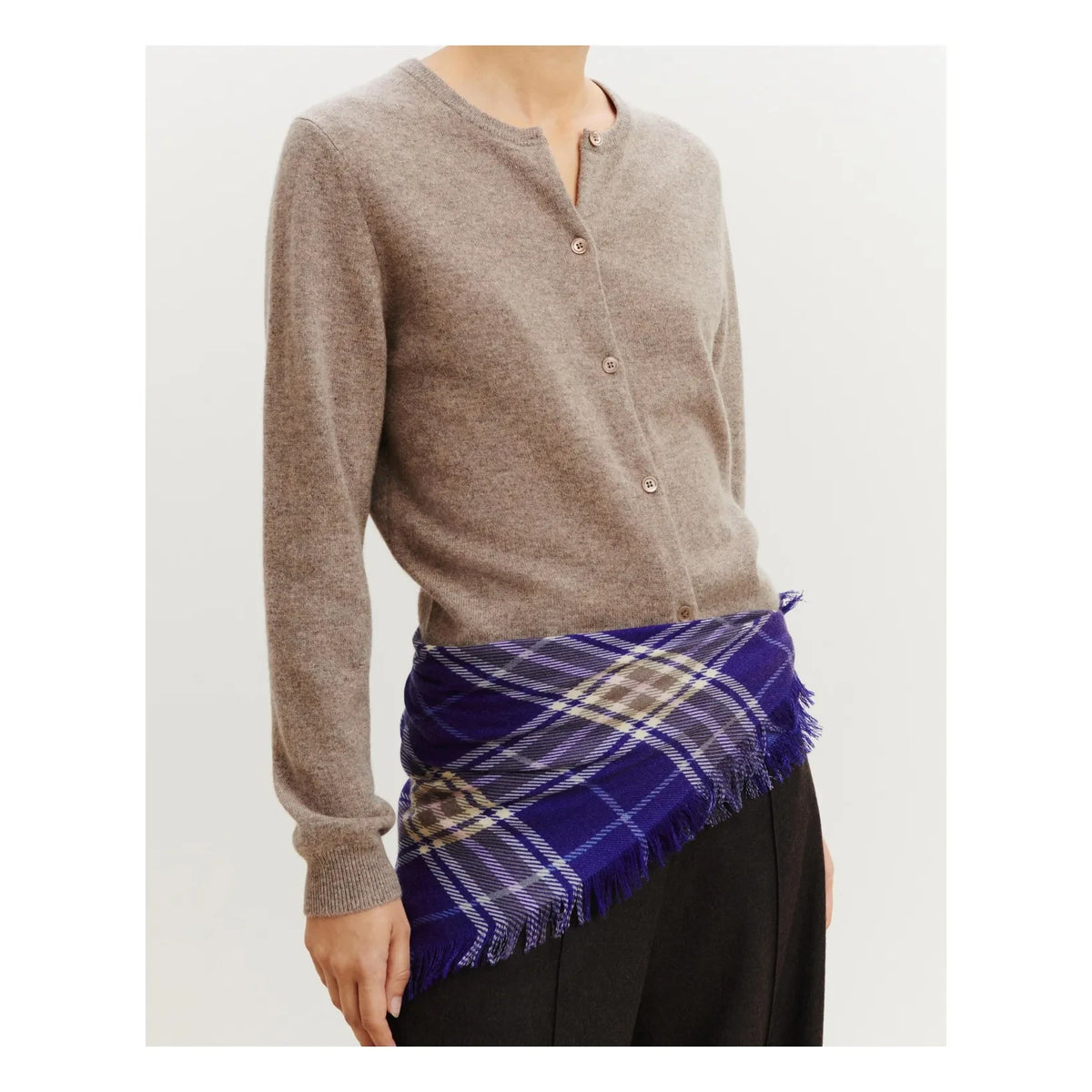 Bompard - Swann Tartan Kaşmir Mini Fular | Mor