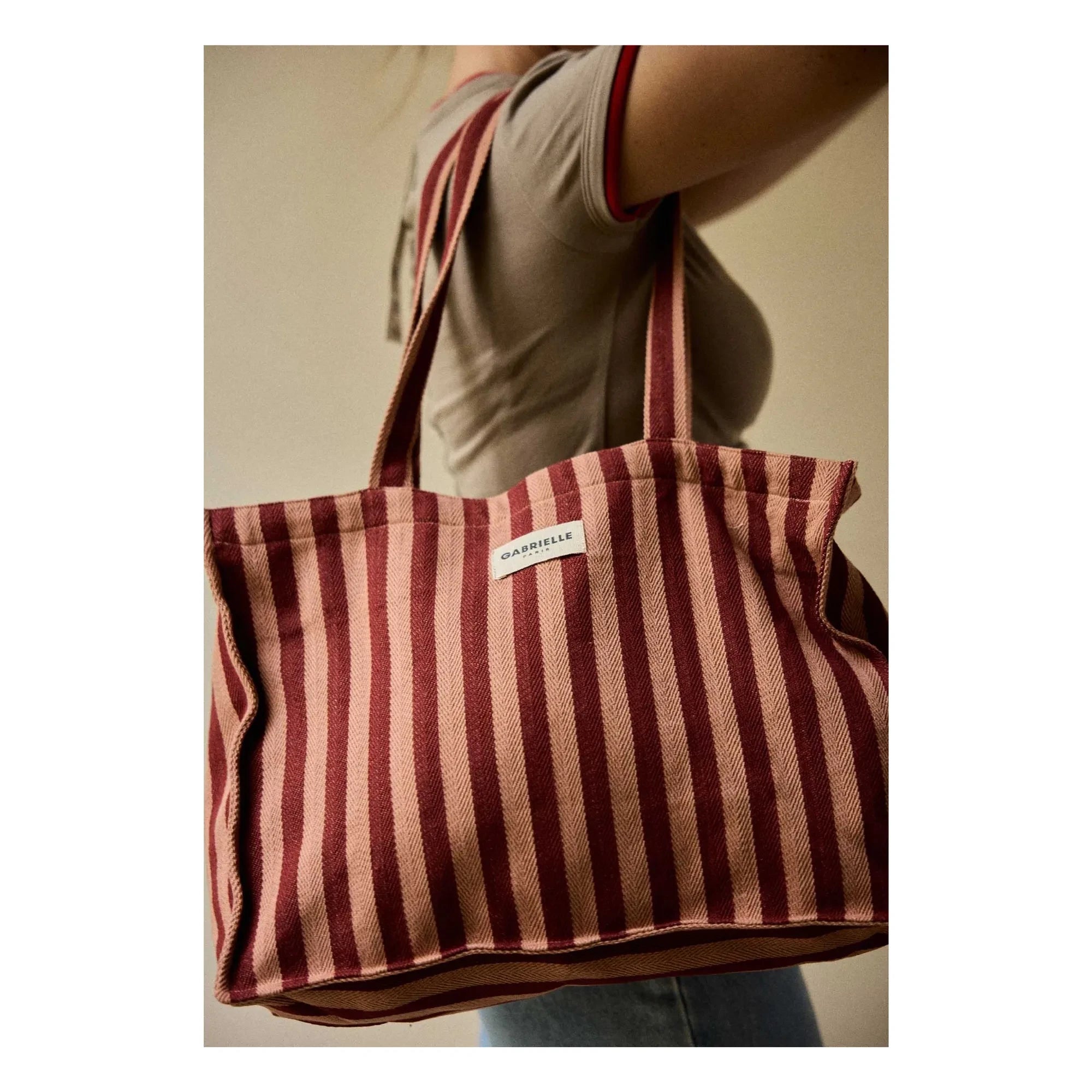 Gabrielle Paris - Bolsa de fin de semana de rayas Garance | Rojo