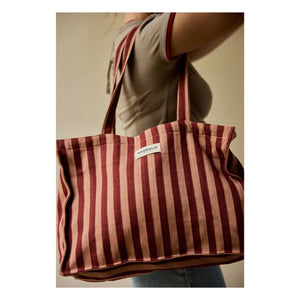 Gabrielle Paris - Bolsa de fin de semana de rayas Garance | Rojo