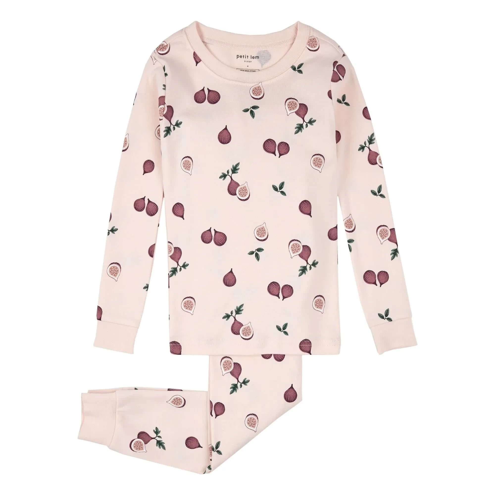 Petit Lem - Pijama de algodón orgánico con estampado de higos | Rosa pálido