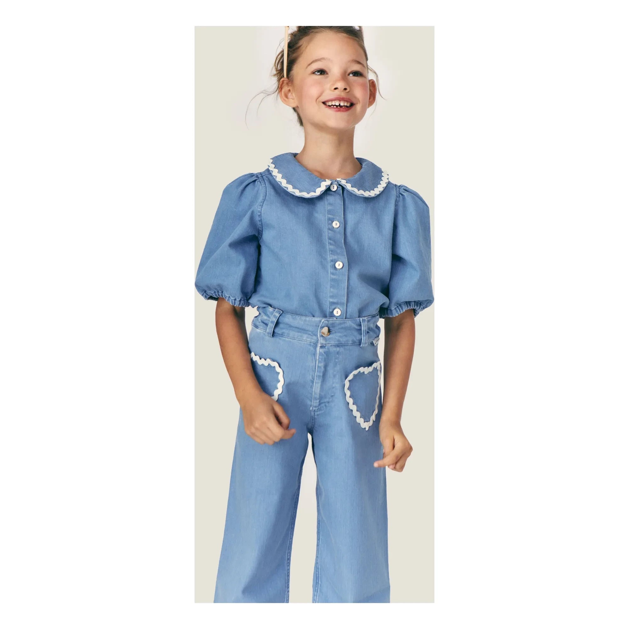 Mipounet - Jean Louise Corazones con Bolsillos | Azul claro
