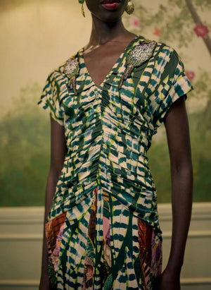 Farm Rio - Vestido de Pájaros y Hojas | Verde