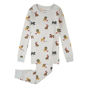 Petit Lem - Pijama de algodón orgánico con carlinos | Gris