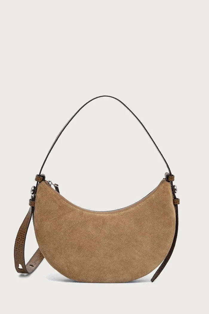 Bolso bandolera de ante para mujer Tory Burch Romy Half Moon