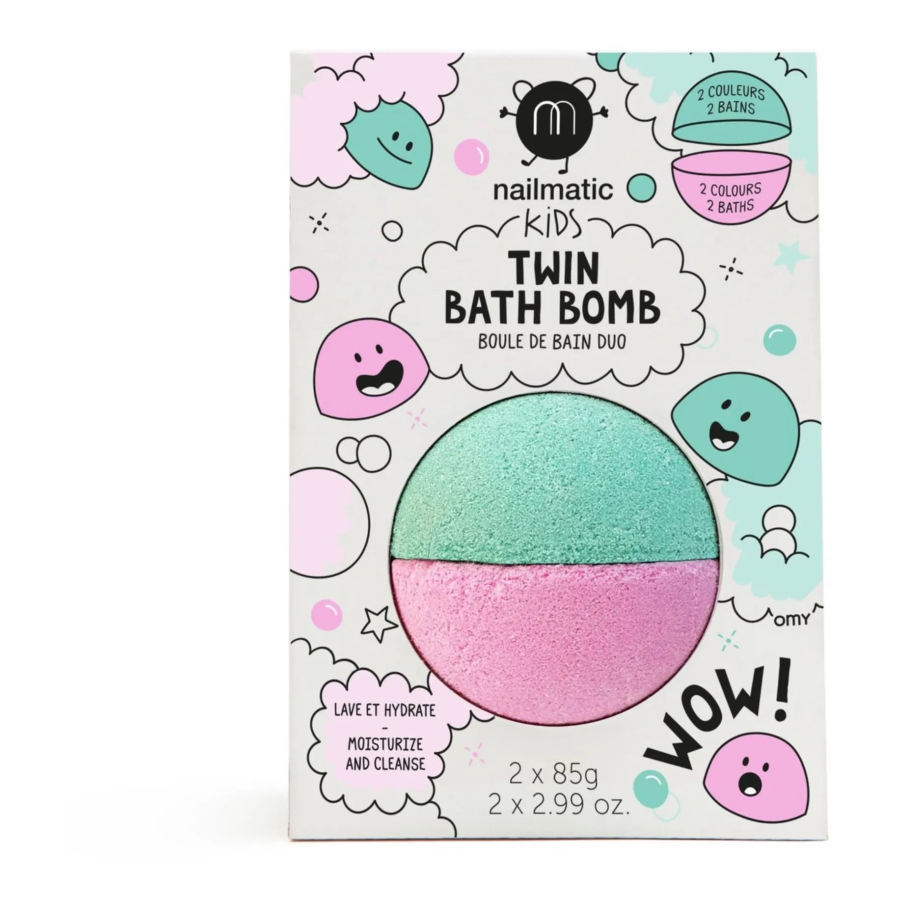 Nailmatic Kids - Bomba de Baño Doble Rosa y Verde Laguna