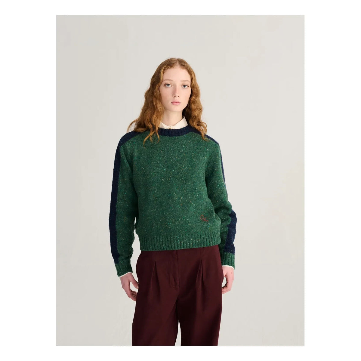 Bobo Choses - Jersey de lana con bloques de color | Verde oscuro
