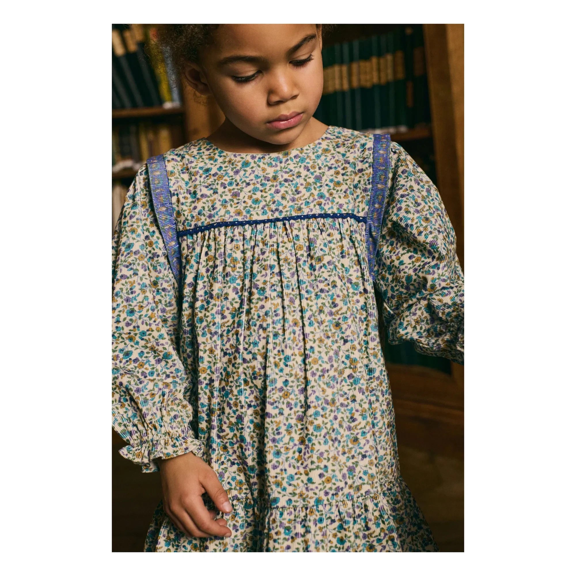 Louise Misha - Vestido Isatys Terciopelo Fino Estampado Floral | Azul