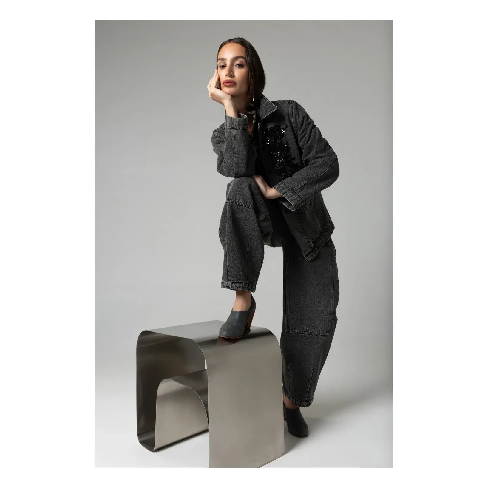 Virginie de Vinster - Emile Denim Ceket | Kömür grisi