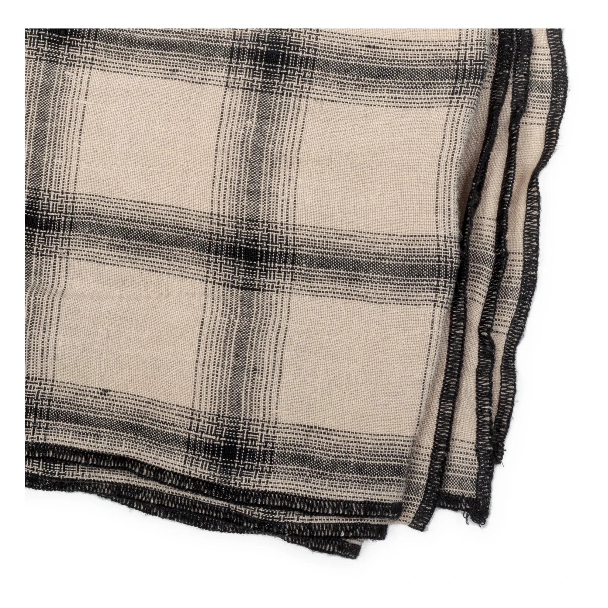 Le Monde Sauvage - Mantelería de Lino Lavado con Cuadros Escoceses de las Highlands | Rosa Beige