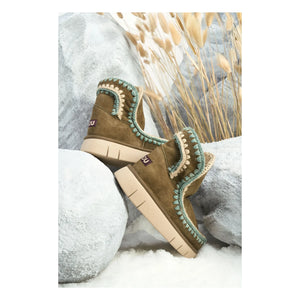 Mou - Botines de gamuza Bounce con detalles de costura | Caqui