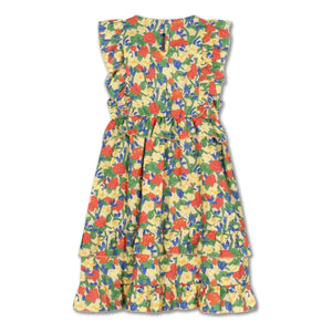 Repose AMS - Vestido de algodón orgánico con estampado floral y volantes | Amarillo claro
