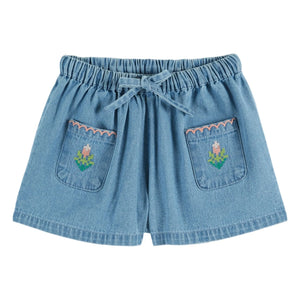 Emile et Ida - Pantalones cortos vaqueros bordados | Azul