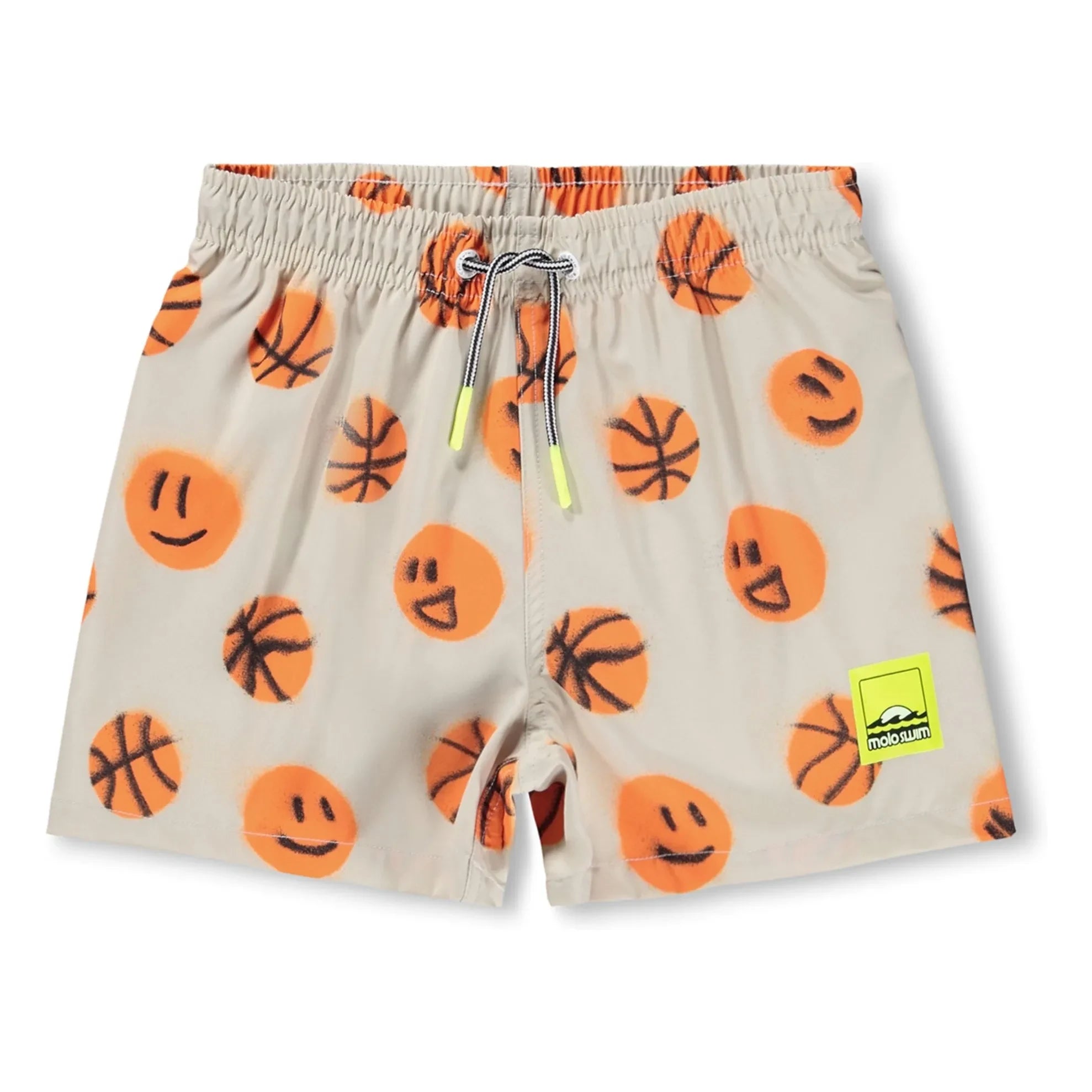 Molo - Bañador de fibra reciclada con estampado de balones de baloncesto Niko | Beige