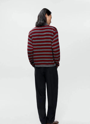 Cordera - Camiseta polo de algodón orgánico a rayas | Gris