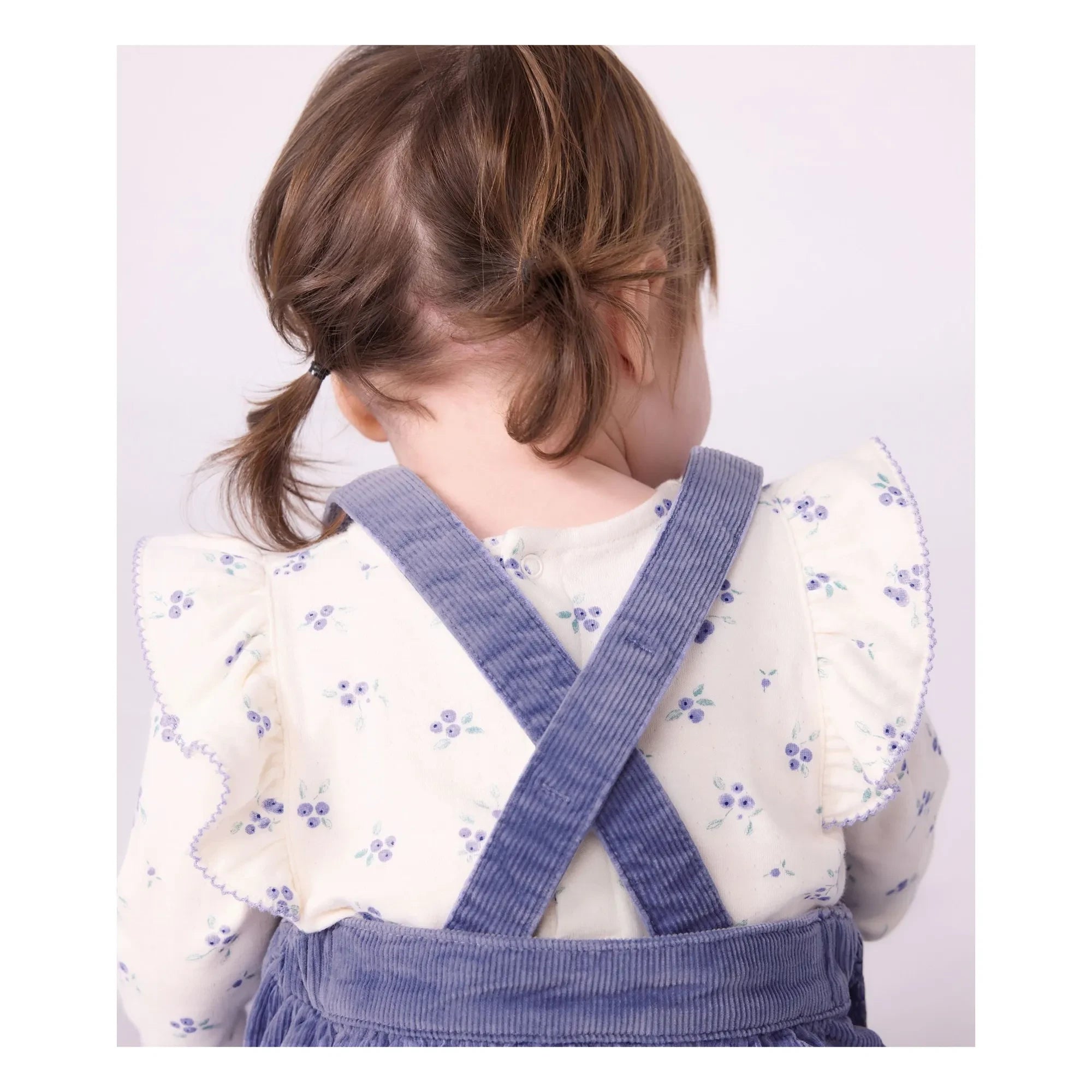 Petit Bateau - Fırfırlı Çiçekli Bluz Organik Pamuk | Ekru