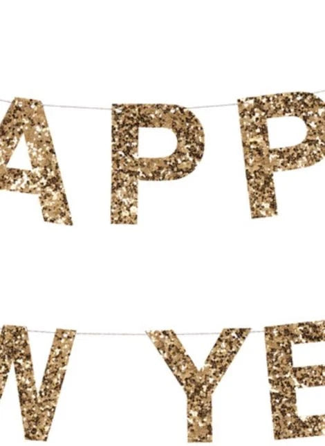 Meri Meri - Cadena de Decoración Brillante de Feliz Año Nuevo | Oro