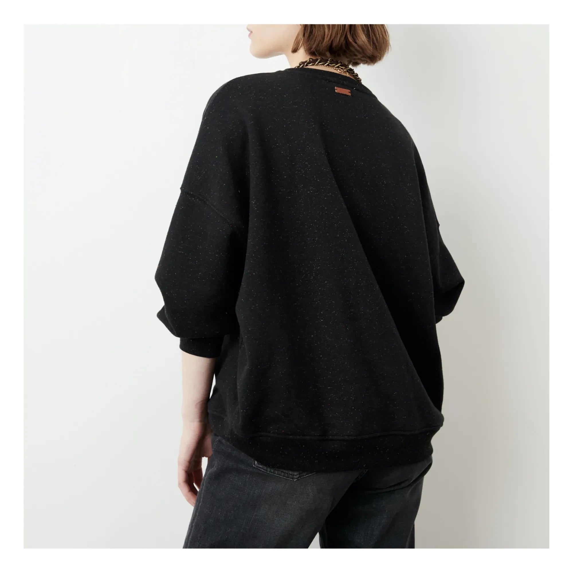 Sessùn - Sudadera de algodón con topos Chebbi | Negro