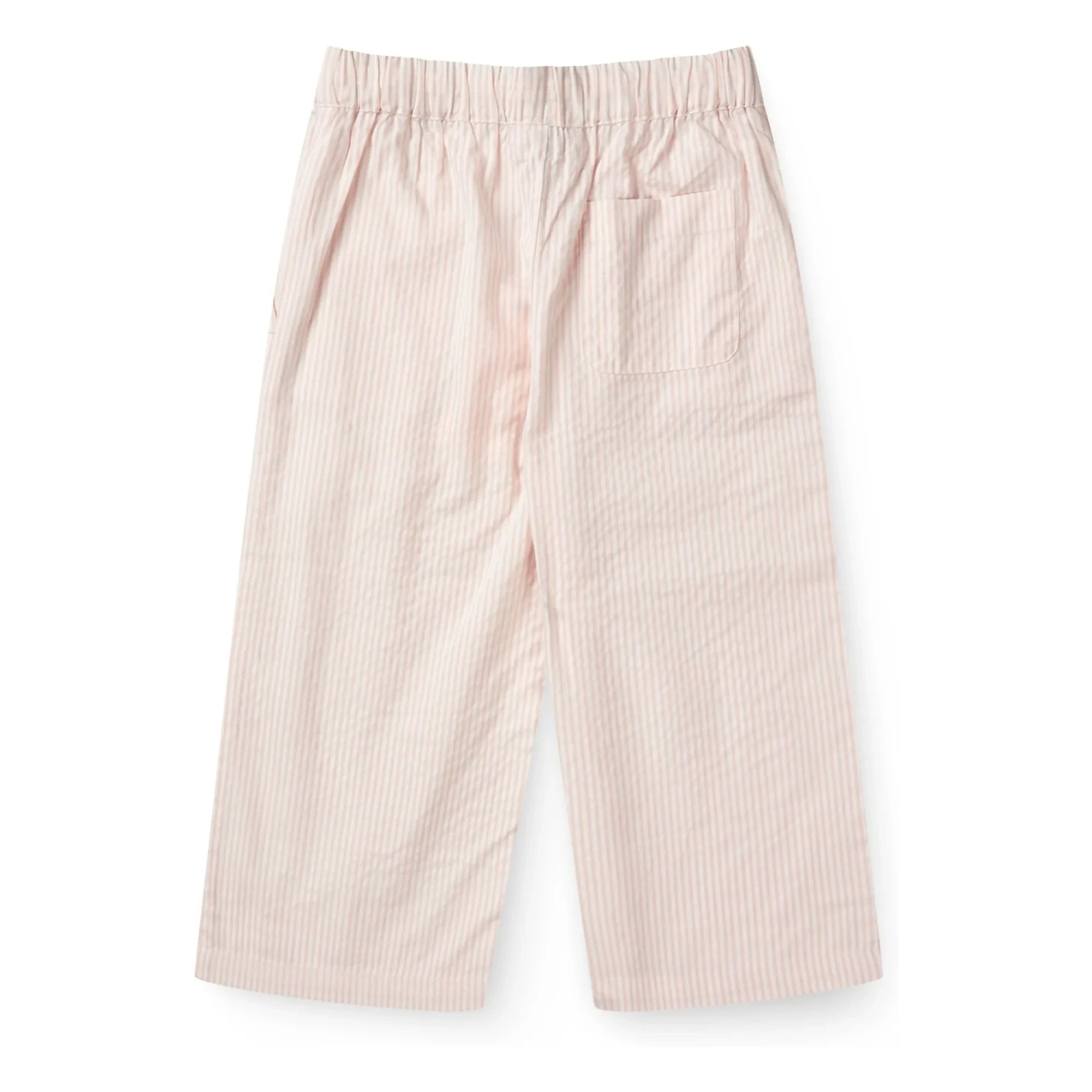 Copenhagen Colors - Pantalones con cordón a rayas de seersucker de algodón orgánico | Rosa pálido