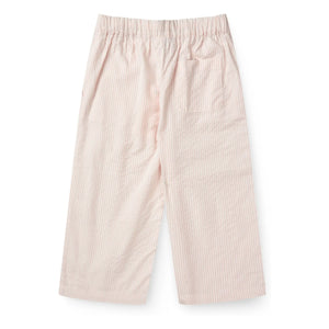 Copenhagen Colors - Pantalones con cordón a rayas de seersucker de algodón orgánico | Rosa pálido