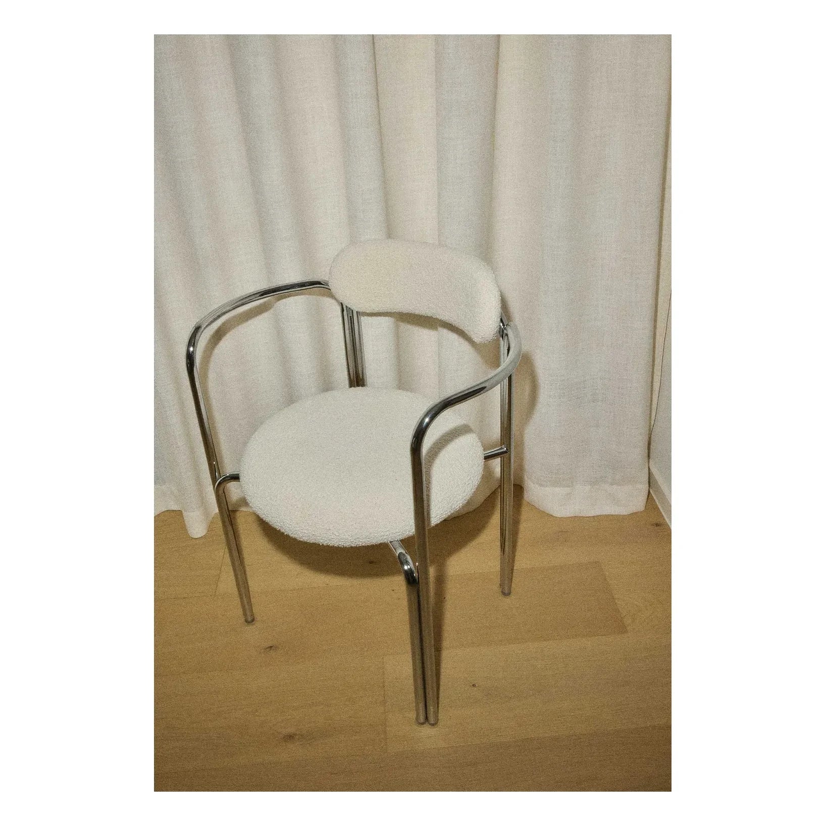 Gabrielle Paris - Bouclette ve krom kaplamalı çelikten Hortense sandalye | Krem
