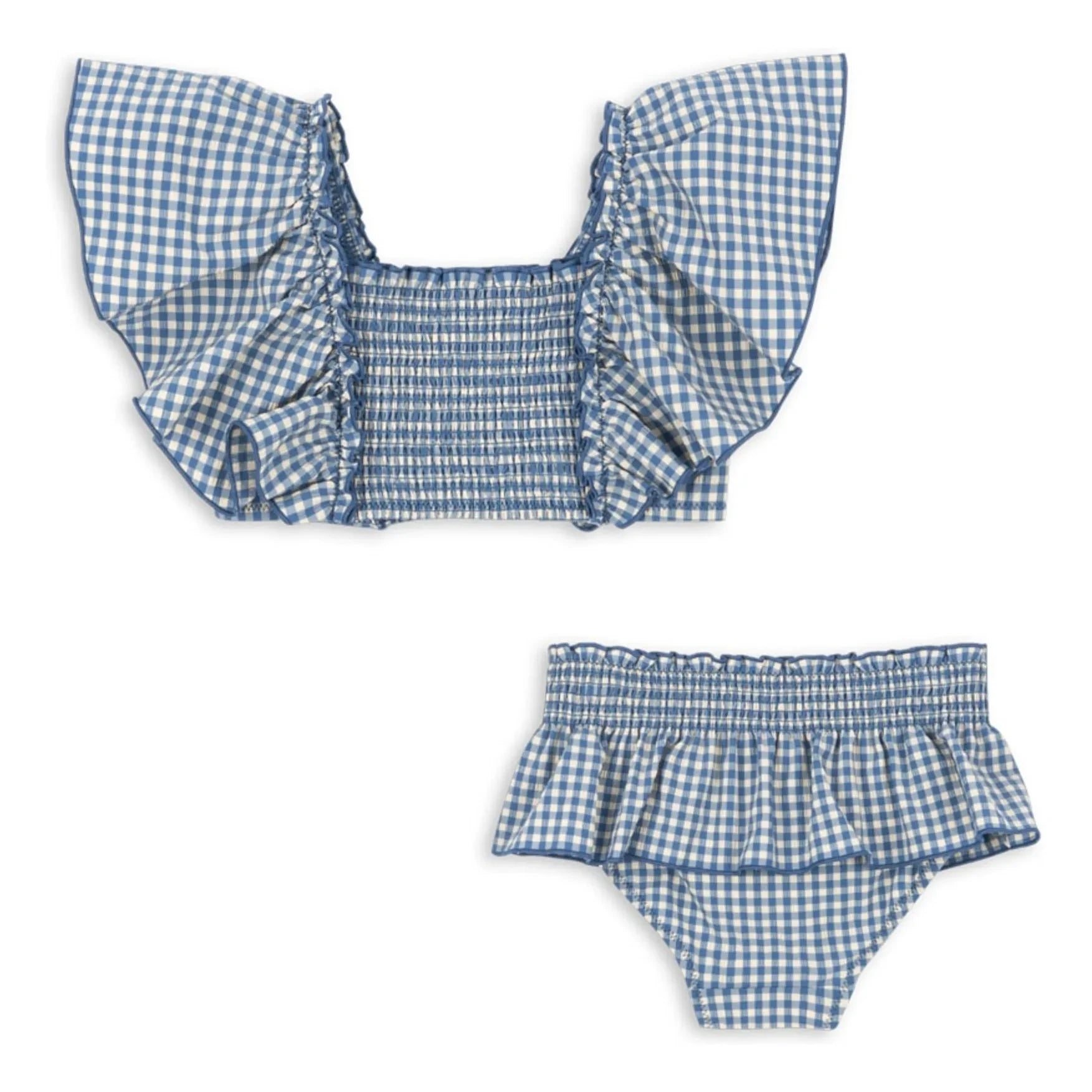 Konges Sløjd - Bañador con Volantes de Fibra Reciclada Fresia Carreaux | Azul