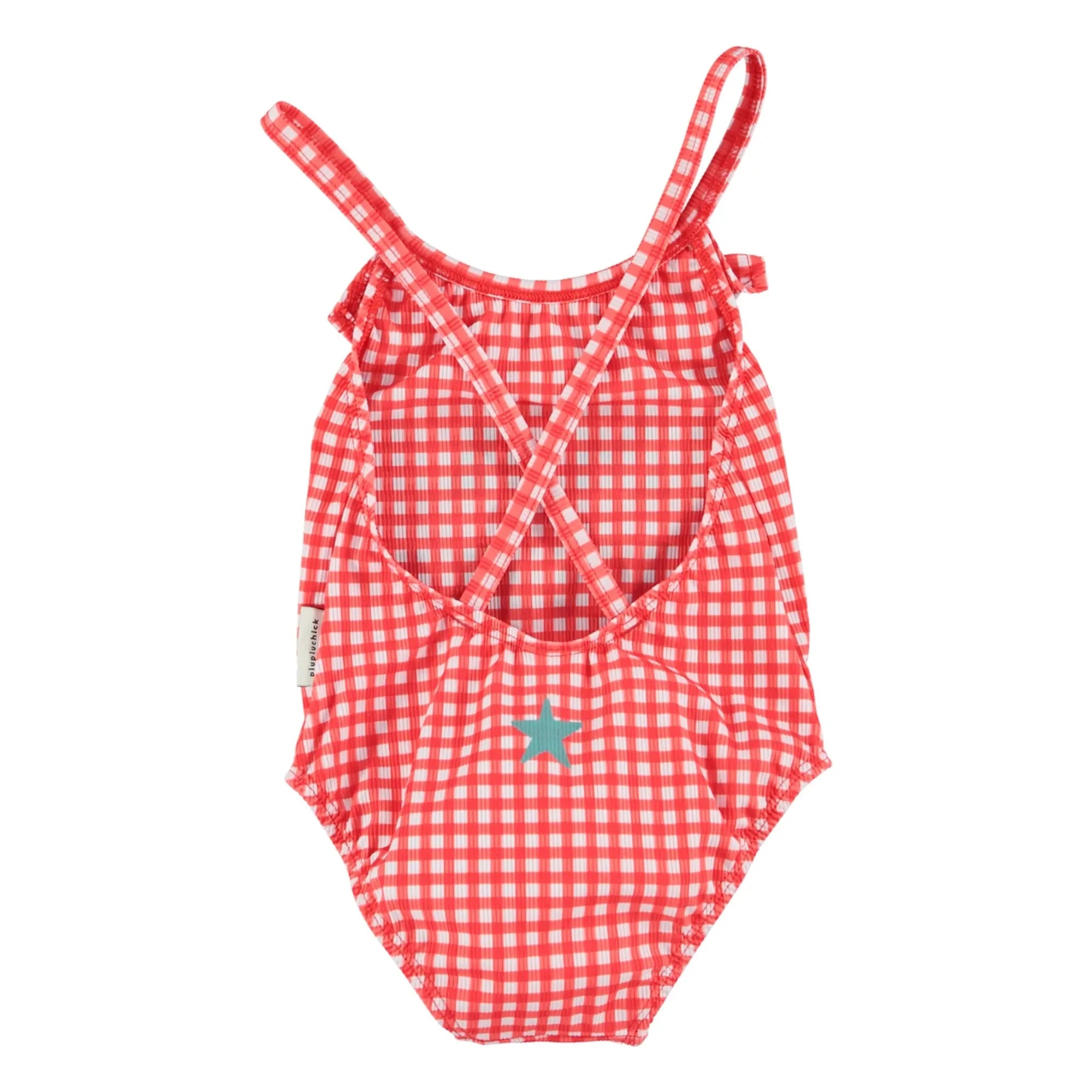 Piupiuchick - Bañador a cuadros de fibra reciclada Ma Chérie | Rojo