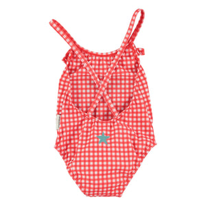 Piupiuchick - Bañador a cuadros de fibra reciclada Ma Chérie | Rojo