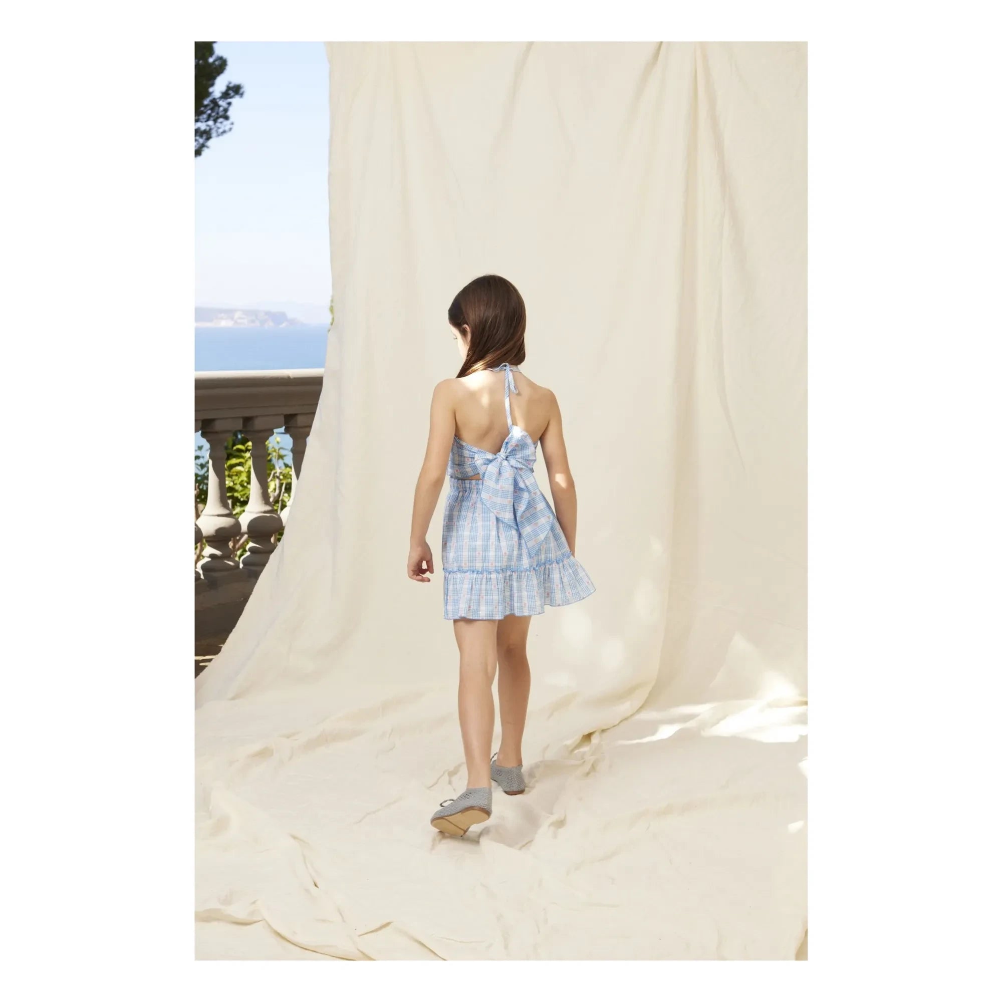 Bebe Organic - Top con nudo Ida de cuadros | Azul claro