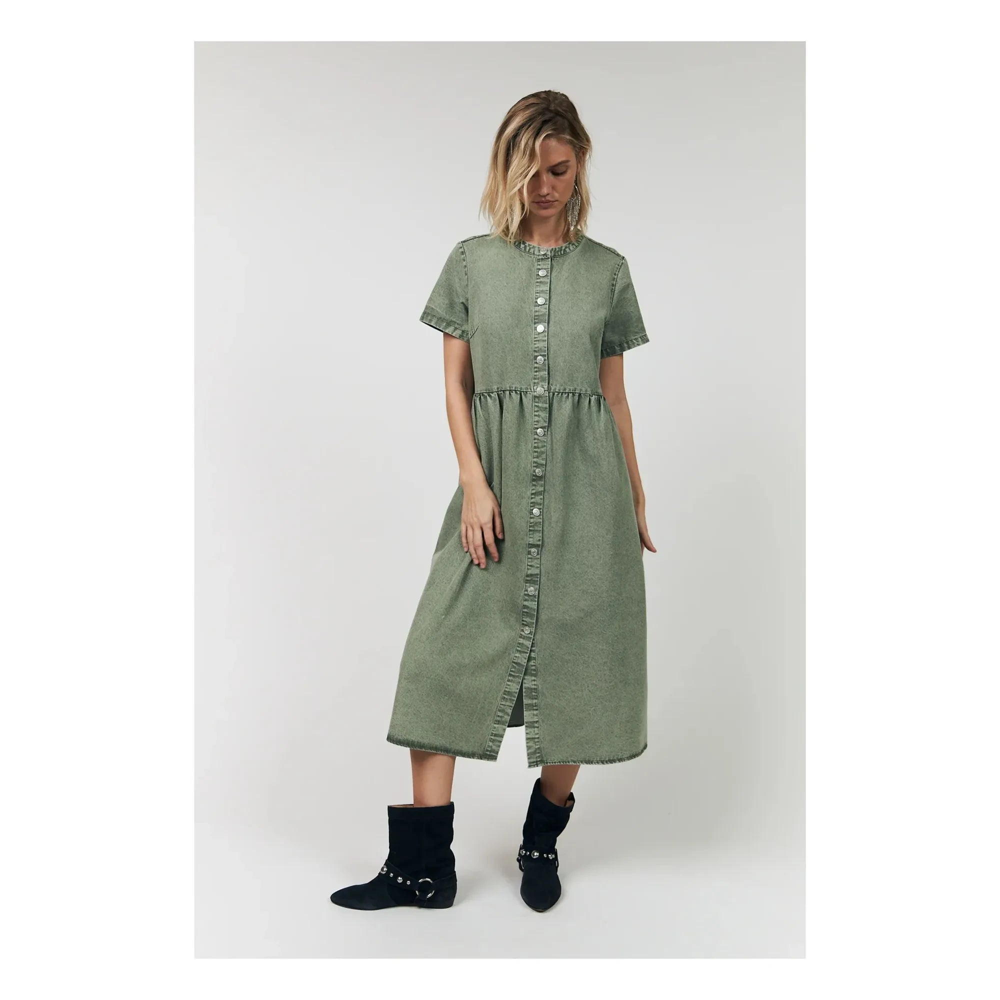 Lollys Laundry - Vestido de algodón Aliya | Caqui