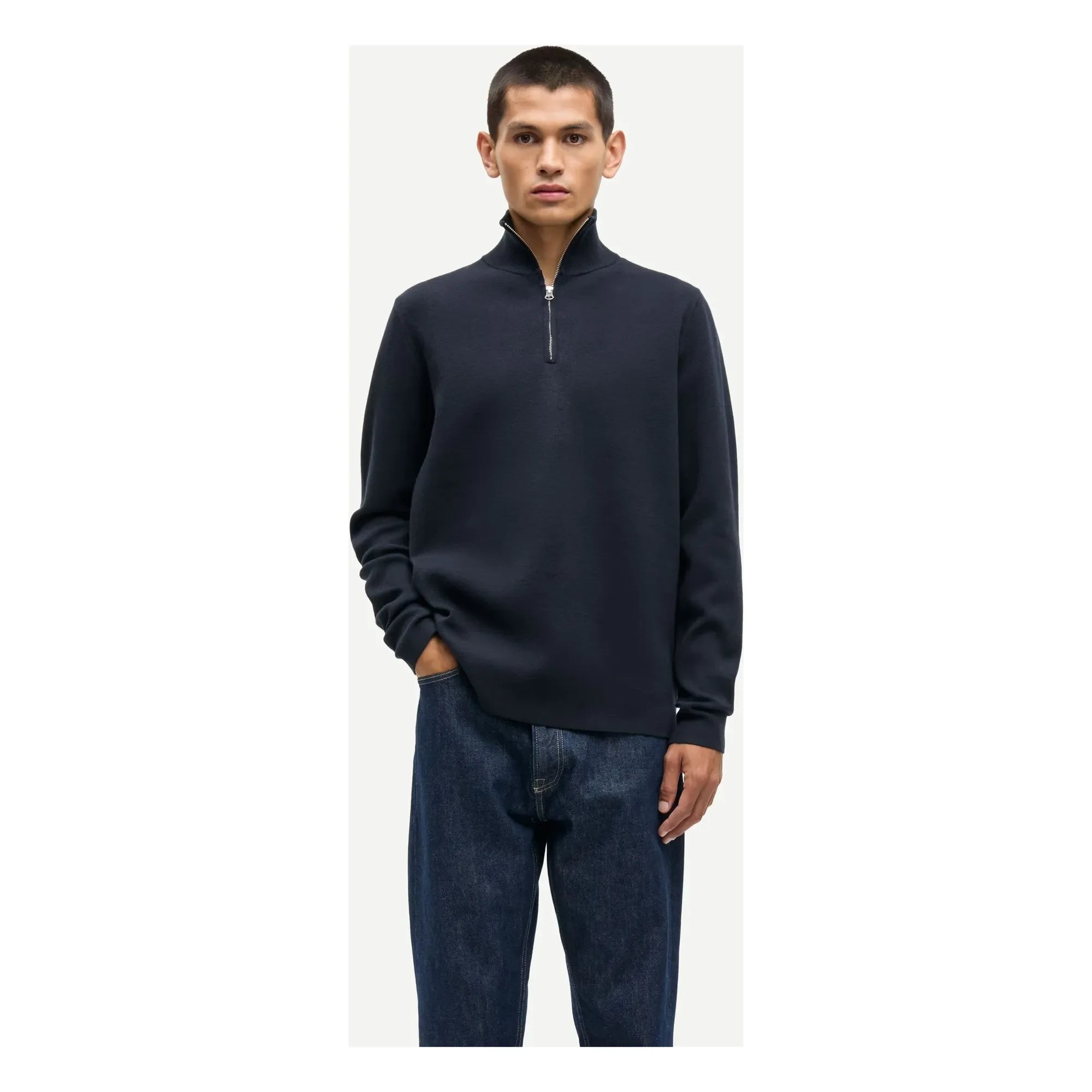 Samsoe Samsoe - Sudadera Gunan con Media Cremallera | Azul Oscuro