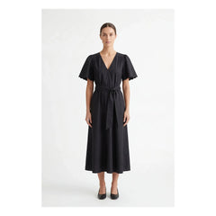 BELLEPIECE - Vestido de popelina de algodón Samos | Negro